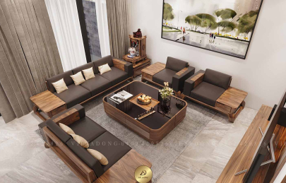 Thi công nội thất chung cư bằng gỗ óc chó cao cấp